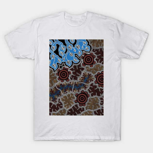 Aboriginal Art - Water Lily Dreaming T-Shirt by hogartharts